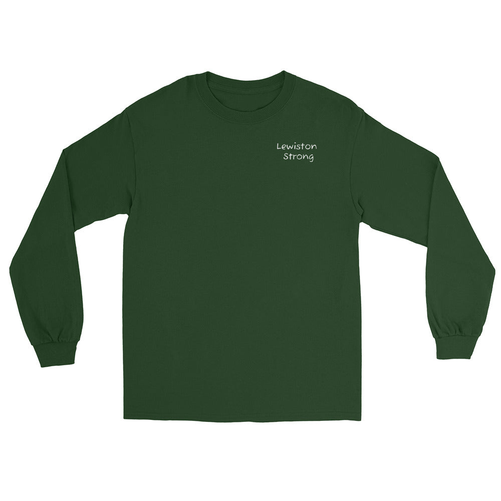 Lewiston Strong Long Sleeve Shirt White Outline