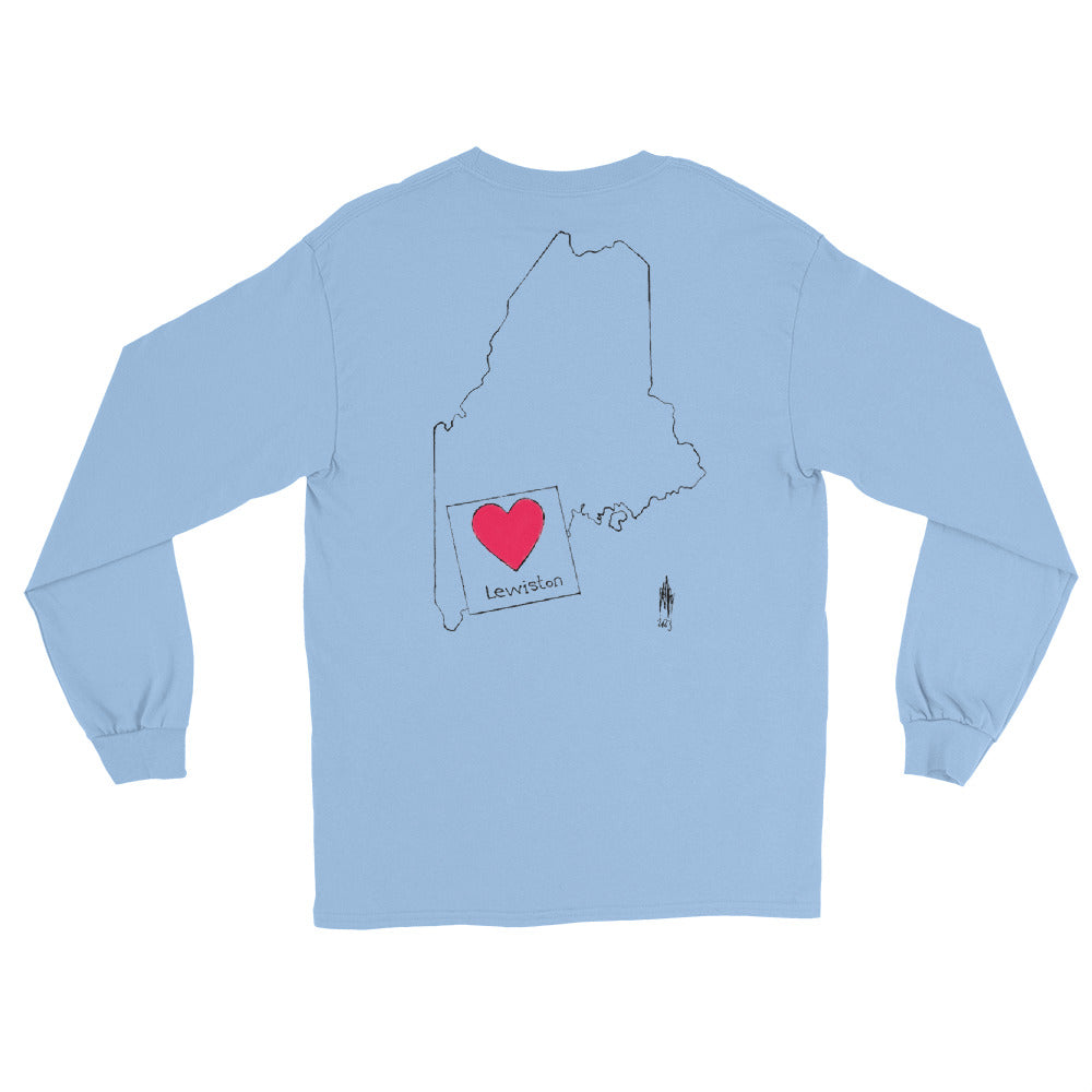 Lewiston Strong Long Sleeve Shirt Dark Outline