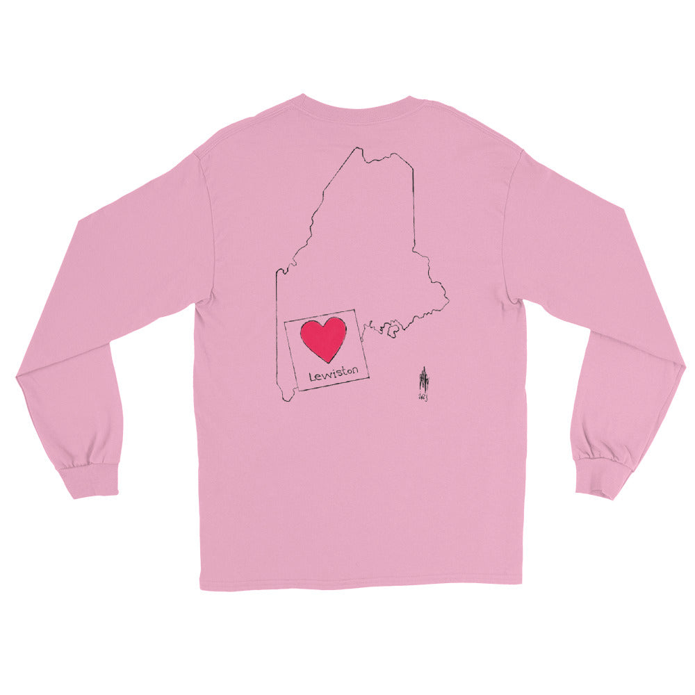 Lewiston Strong Long Sleeve Shirt Dark Outline