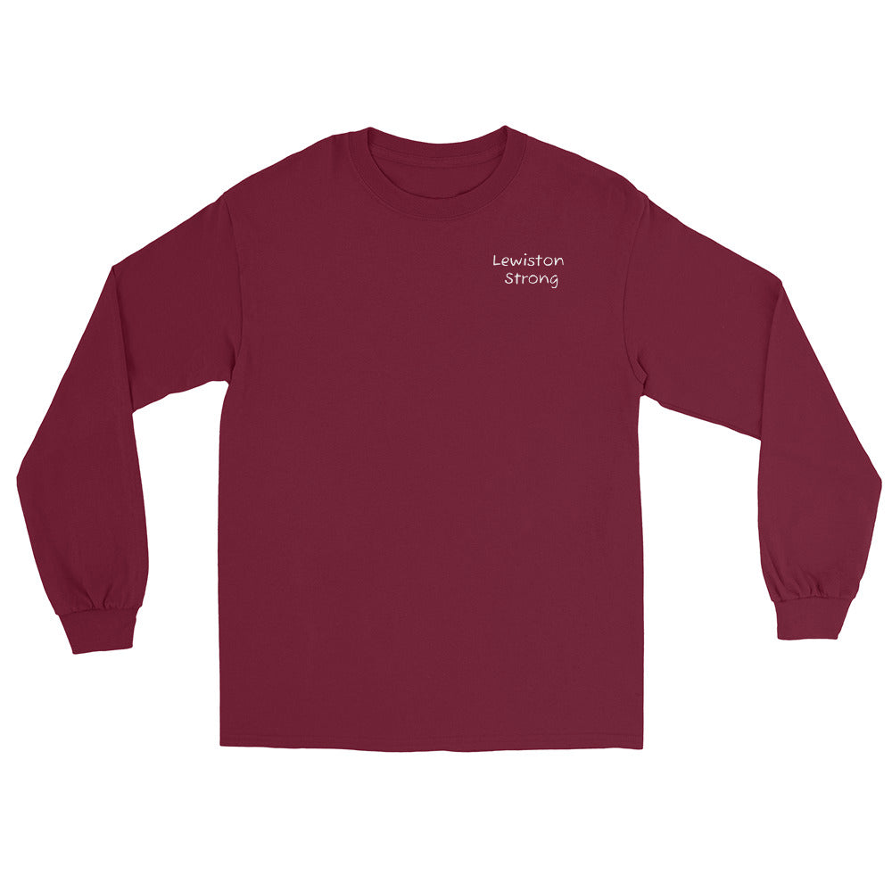 Lewiston Strong Long Sleeve Shirt White Outline