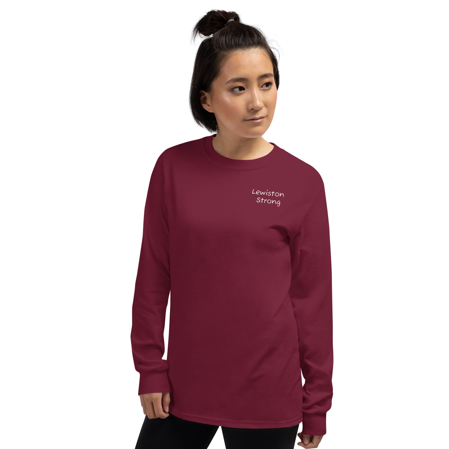 Lewiston Strong Long Sleeve Shirt White Outline