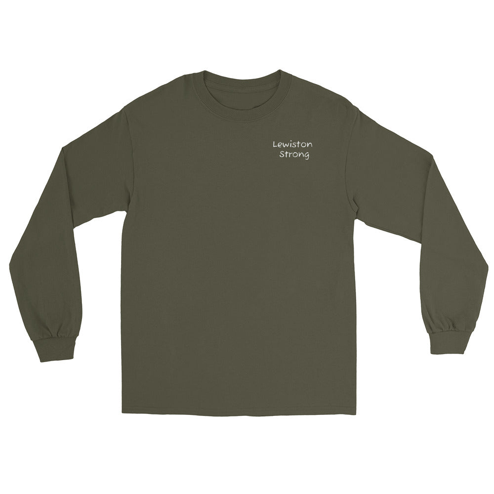 Lewiston Strong Long Sleeve Shirt White Outline