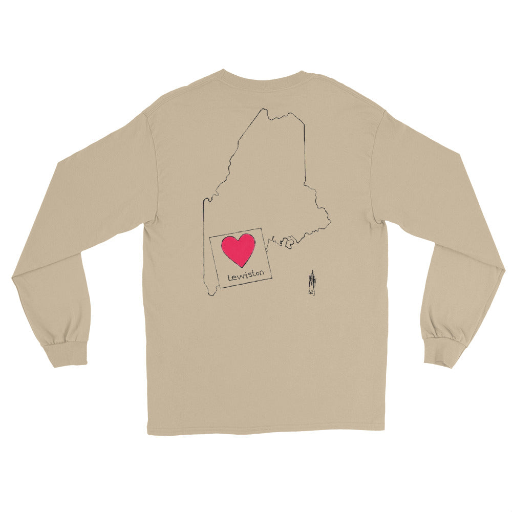 Lewiston Strong Long Sleeve Shirt Dark Outline