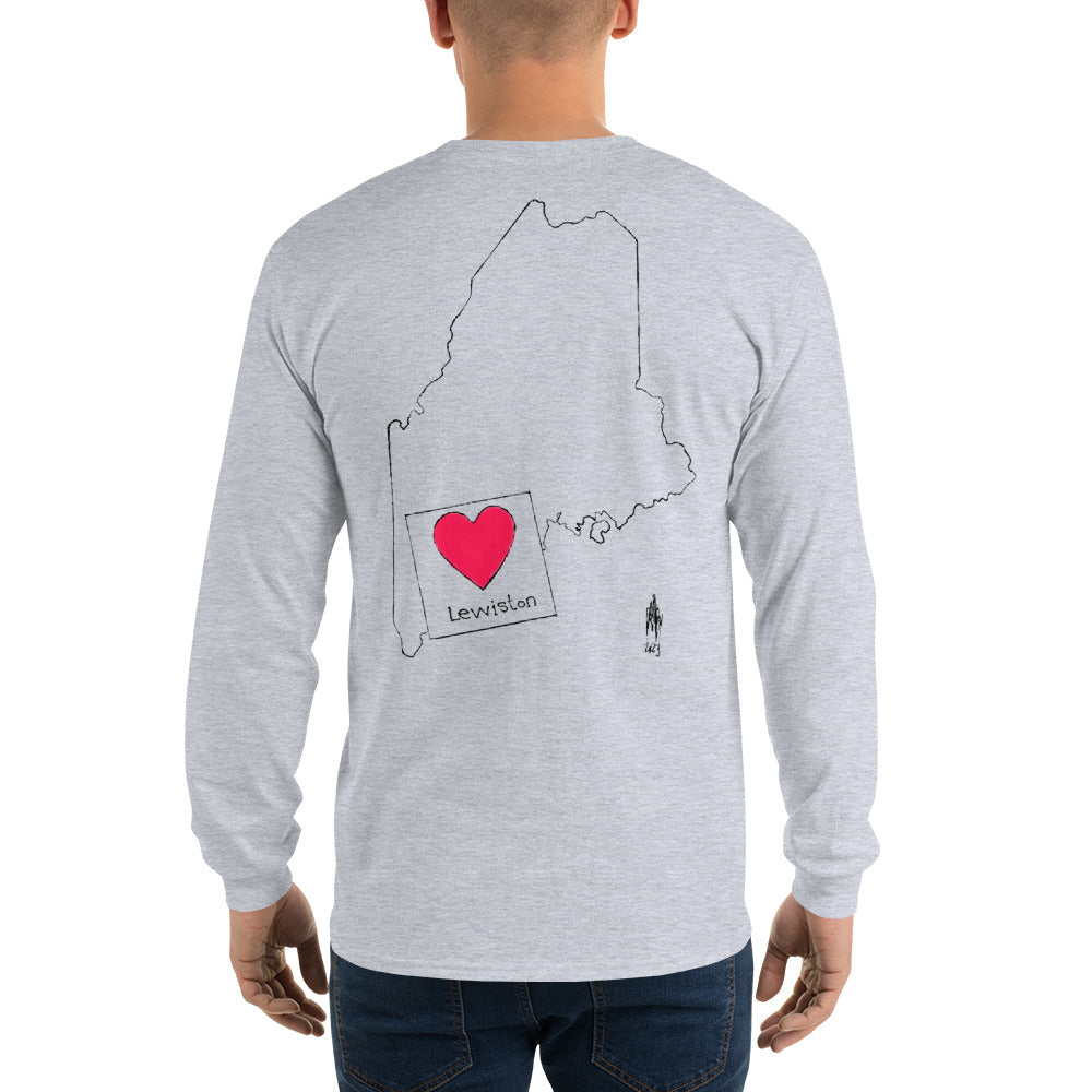 Lewiston Strong Long Sleeve Shirt Dark Outline