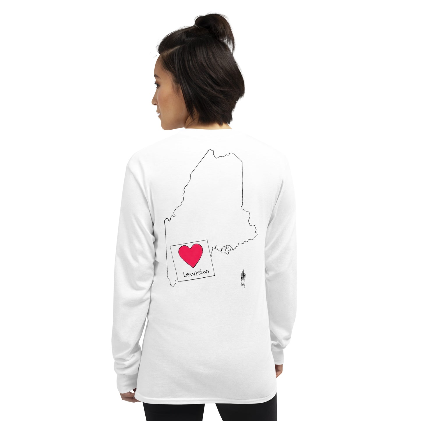 Lewiston Strong Long Sleeve Shirt Dark Outline