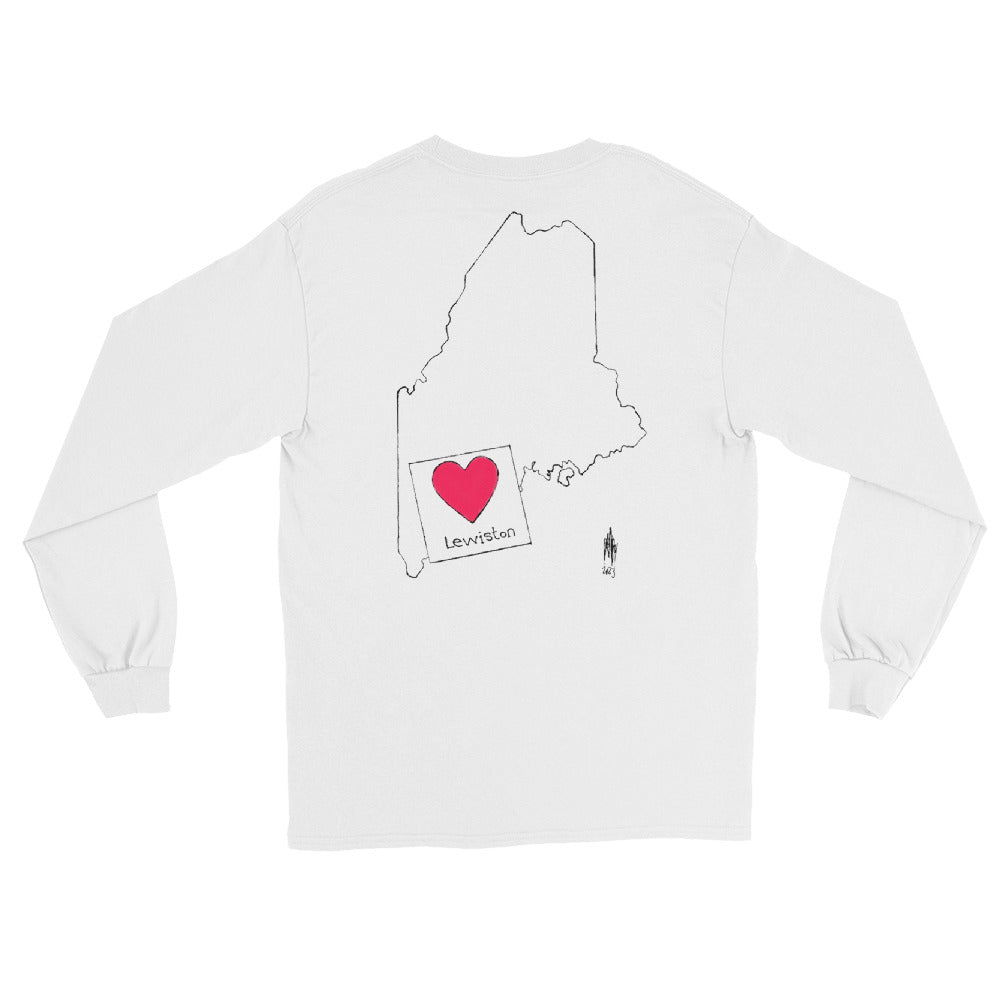 Lewiston Strong Long Sleeve Shirt Dark Outline