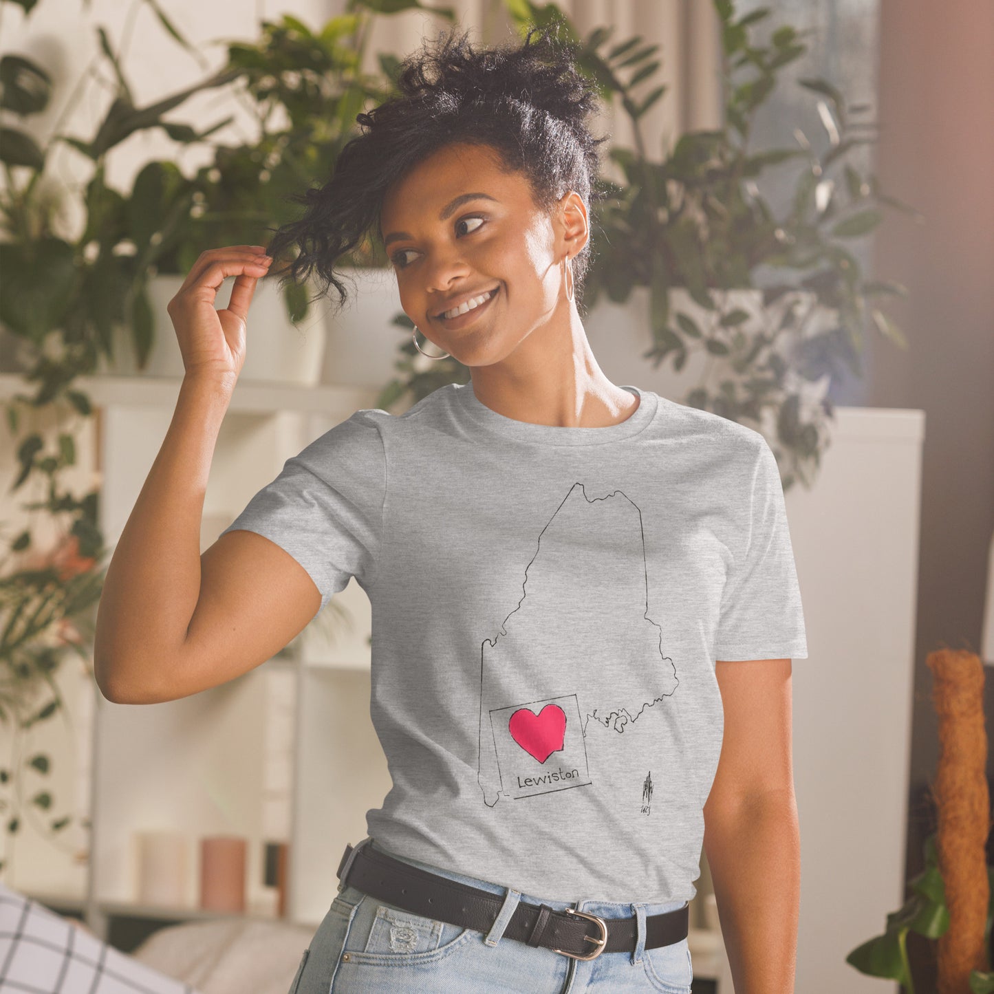 Lewiston Short-Sleeve Unisex T-Shirt Black Outline