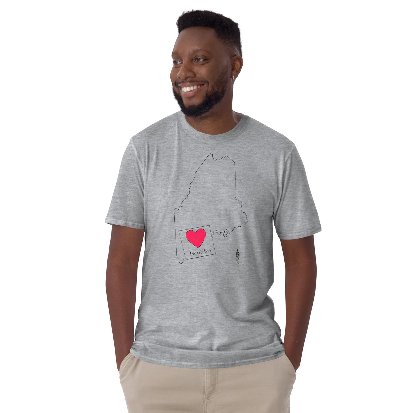 Lewiston Short-Sleeve Unisex T-Shirt Black Outline