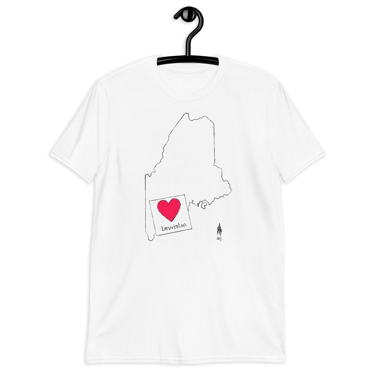 Lewiston Short-Sleeve Unisex T-Shirt Black Outline