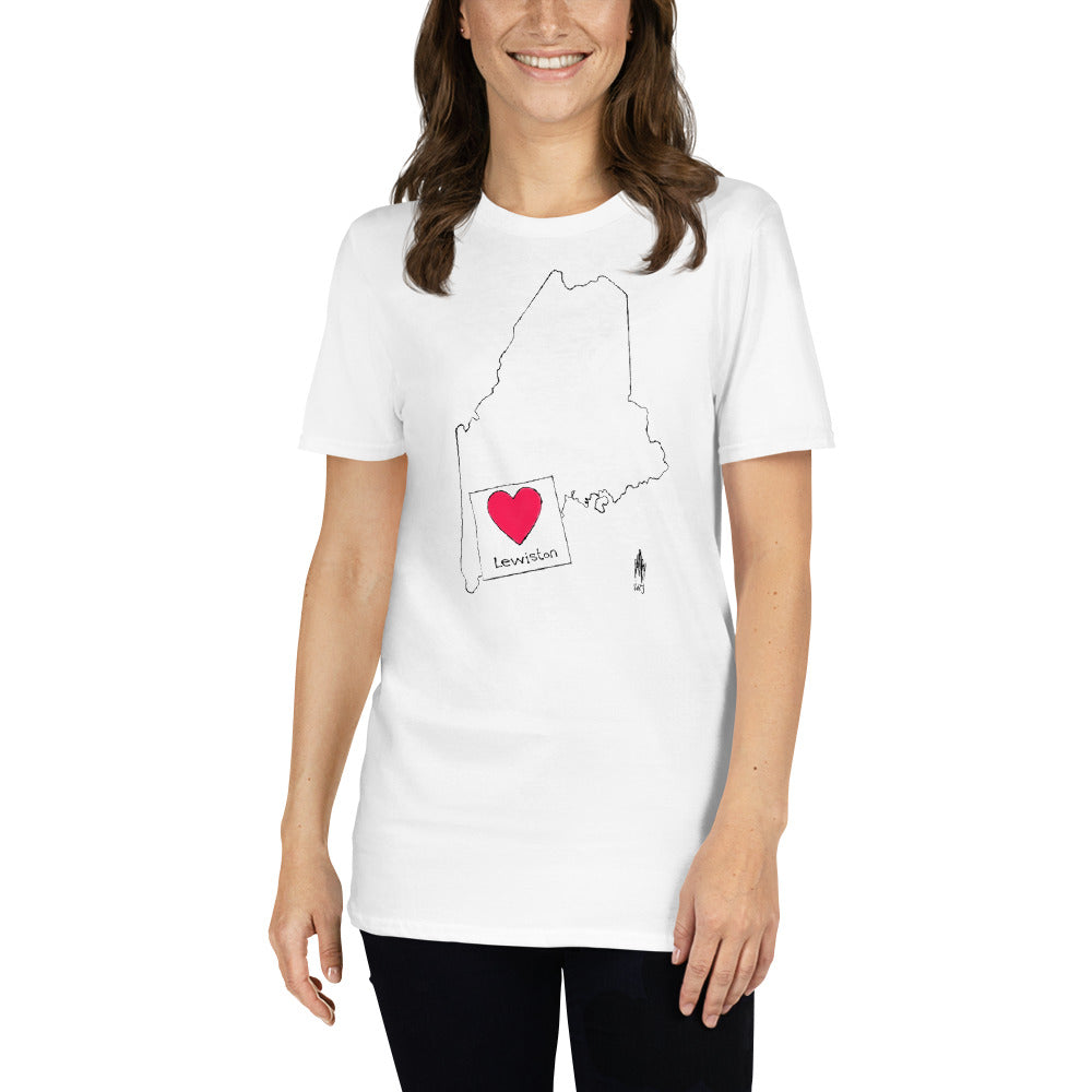 Lewiston Short-Sleeve Unisex T-Shirt Black Outline