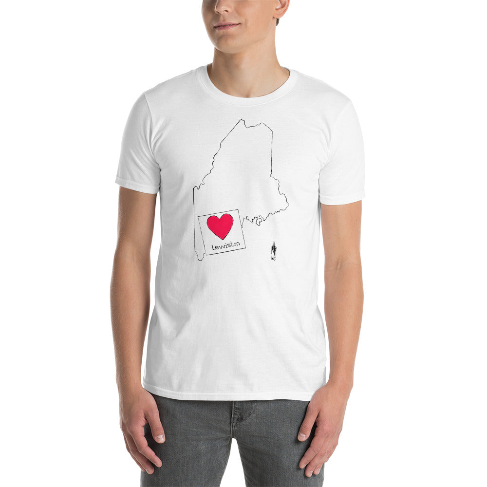 Lewiston Short-Sleeve Unisex T-Shirt Black Outline
