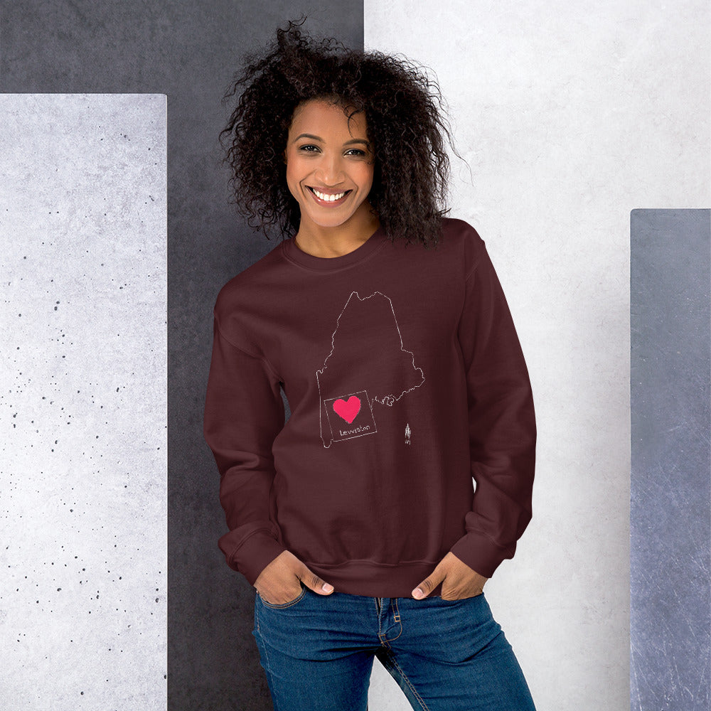 Lewiston Unisex Sweatshirt White Outline