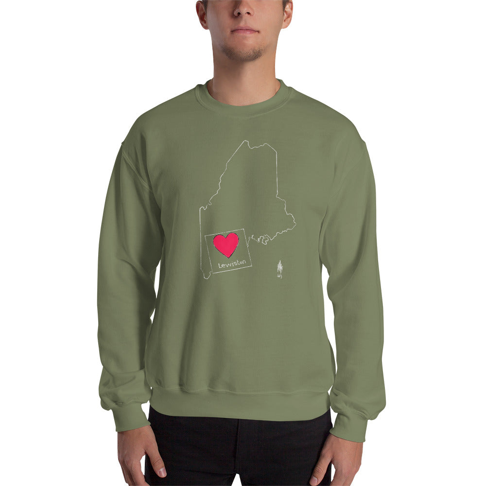 Lewiston Unisex Sweatshirt White Outline