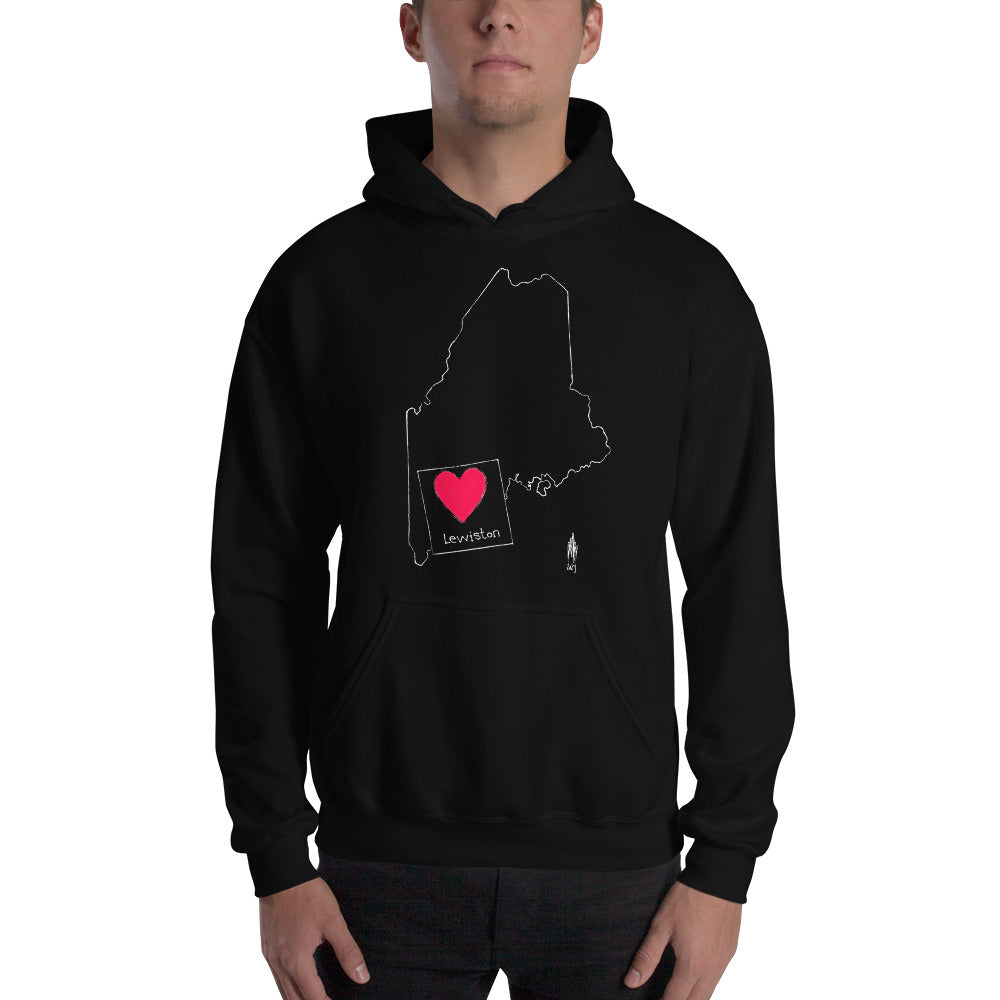 Lewiston Unisex Hoodie White Outline