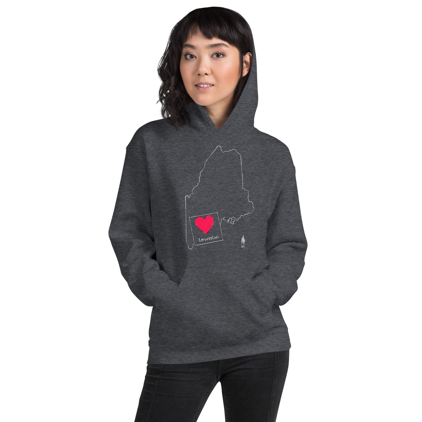 Lewiston Unisex Hoodie White Outline