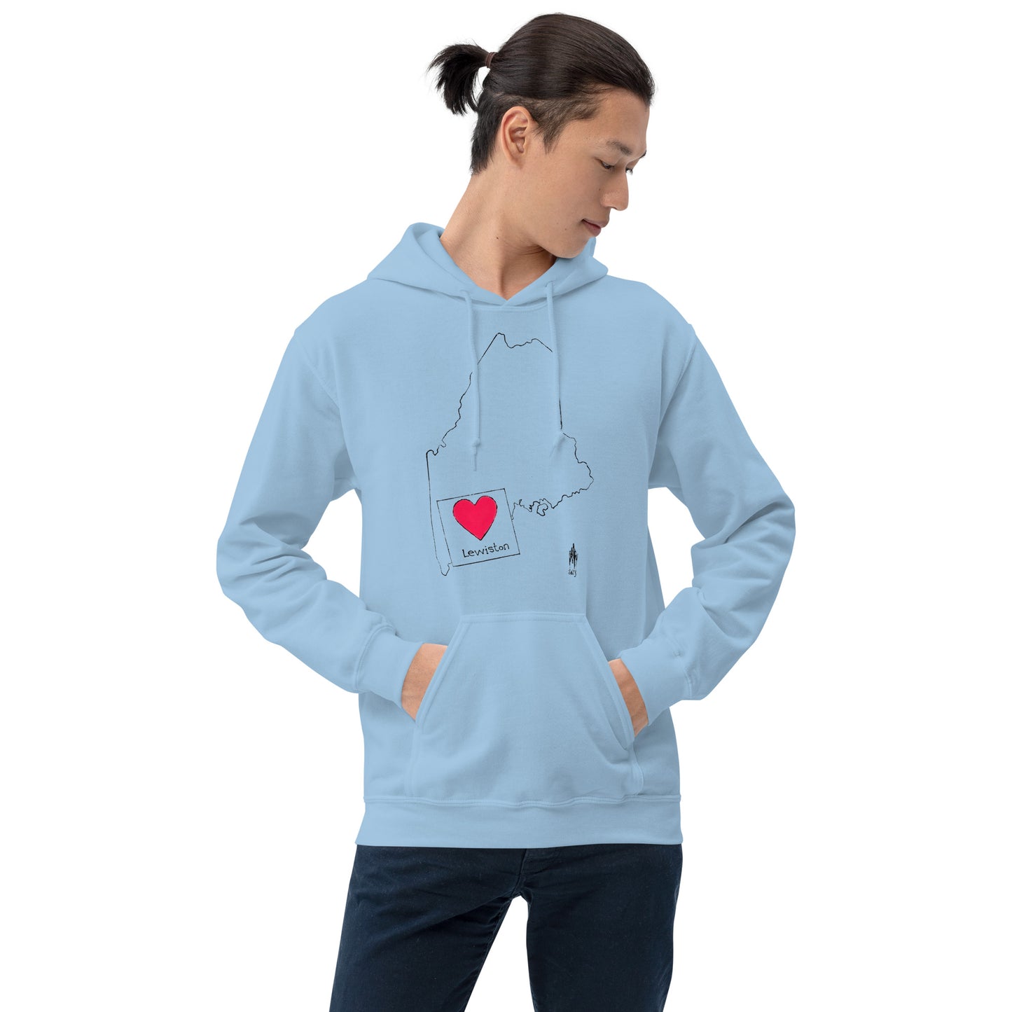Lewiston Unisex Hoodie Black Outline