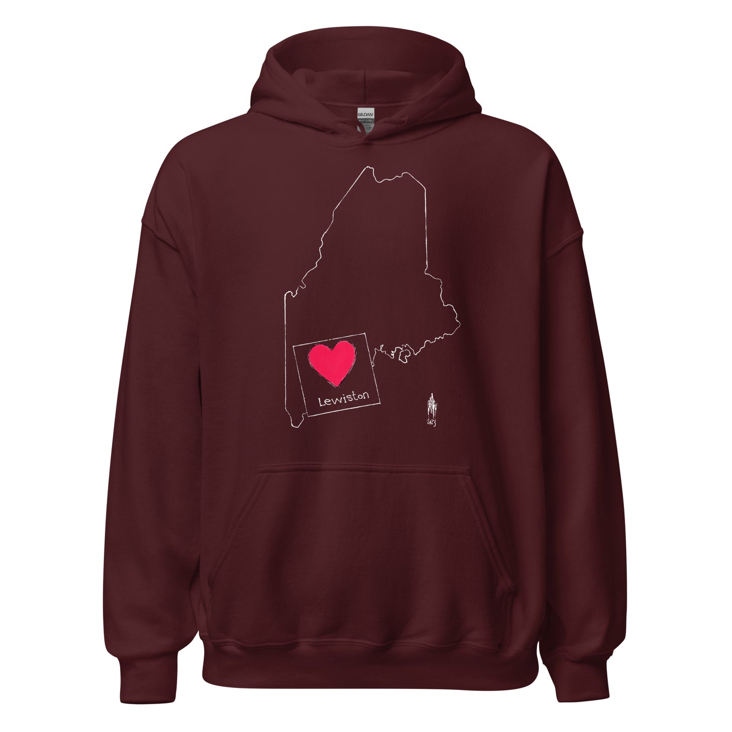 Lewiston Unisex Hoodie White Outline