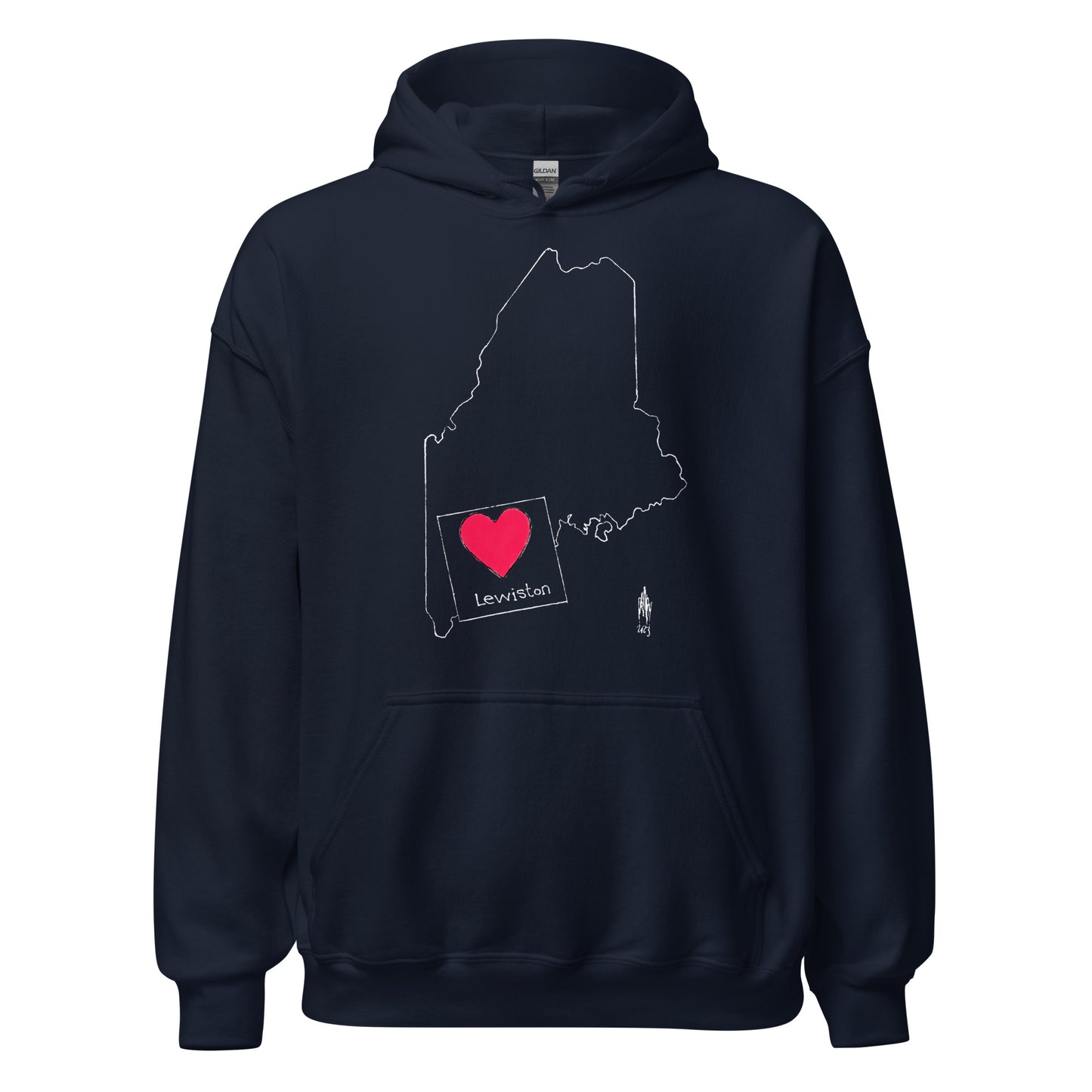 Lewiston Unisex Hoodie White Outline