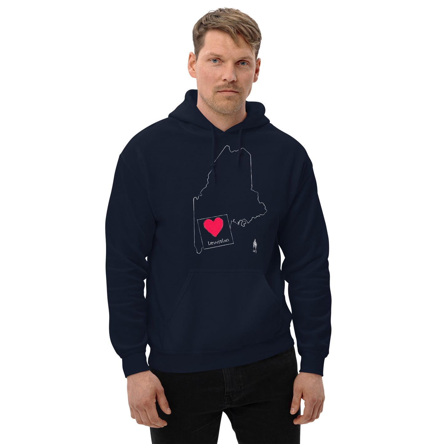 Lewiston Unisex Hoodie White Outline