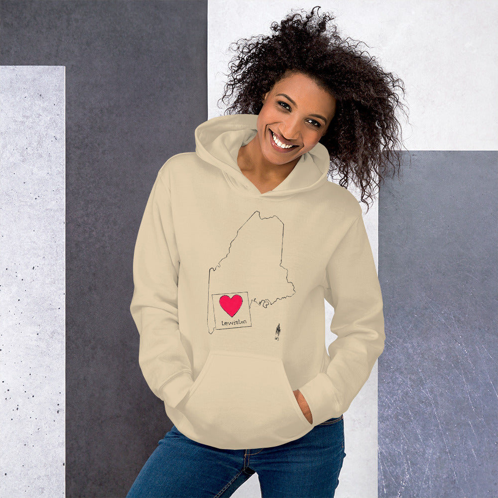 Lewiston Unisex Hoodie Black Outline