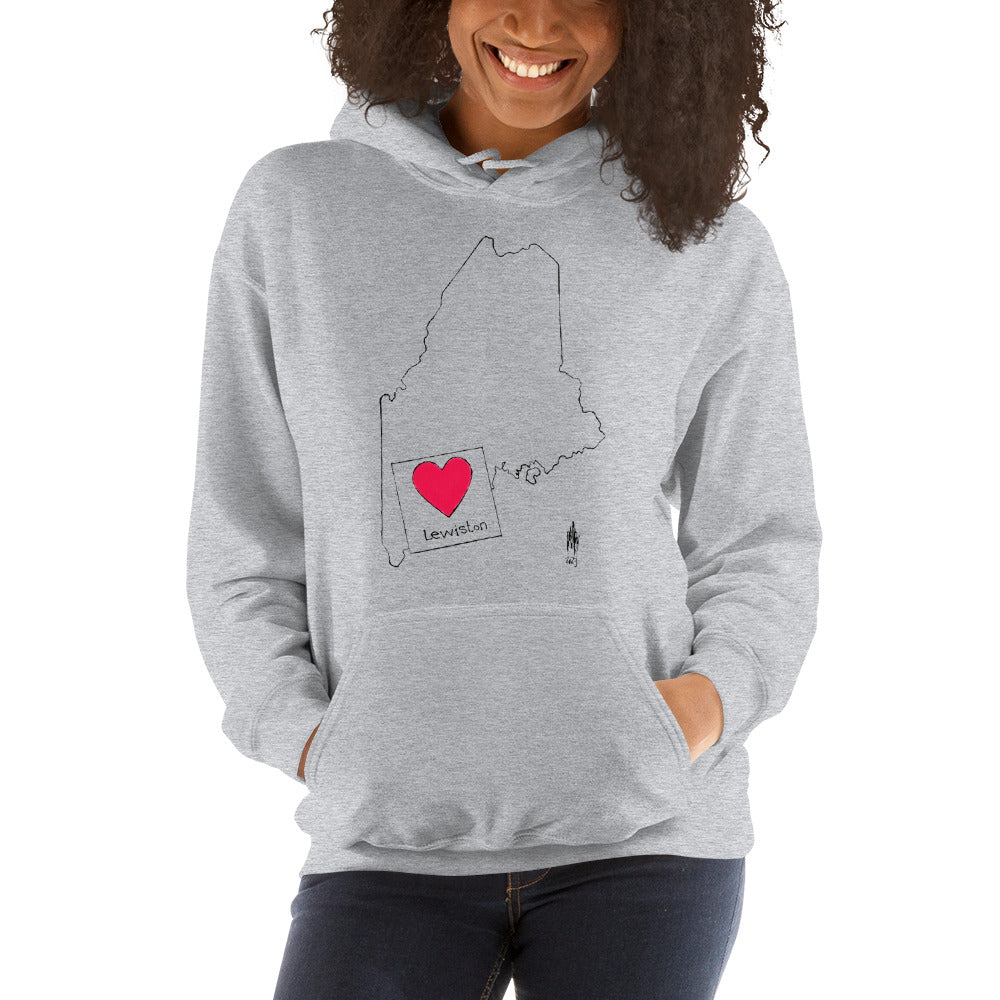 Lewiston Unisex Hoodie Black Outline