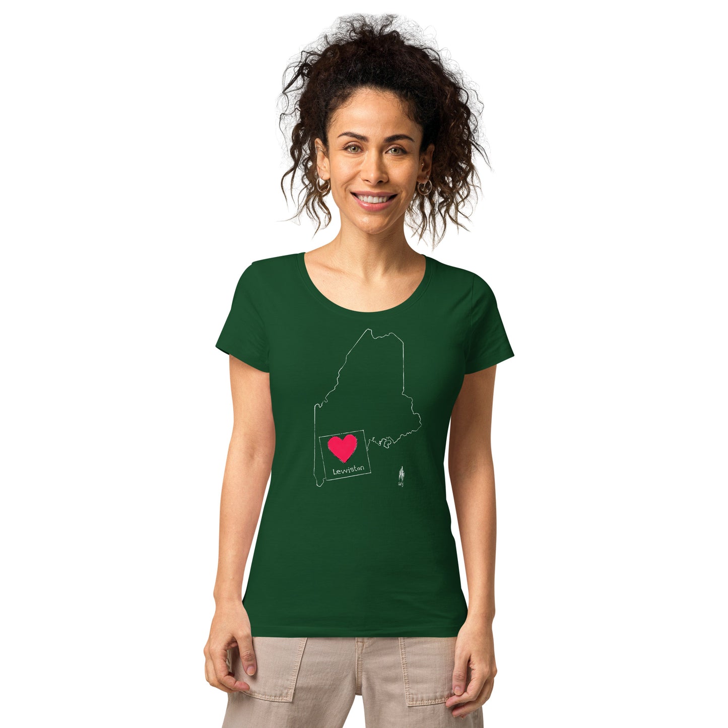 Lewiston Women’s Basic Organic T-Shirt White Outline