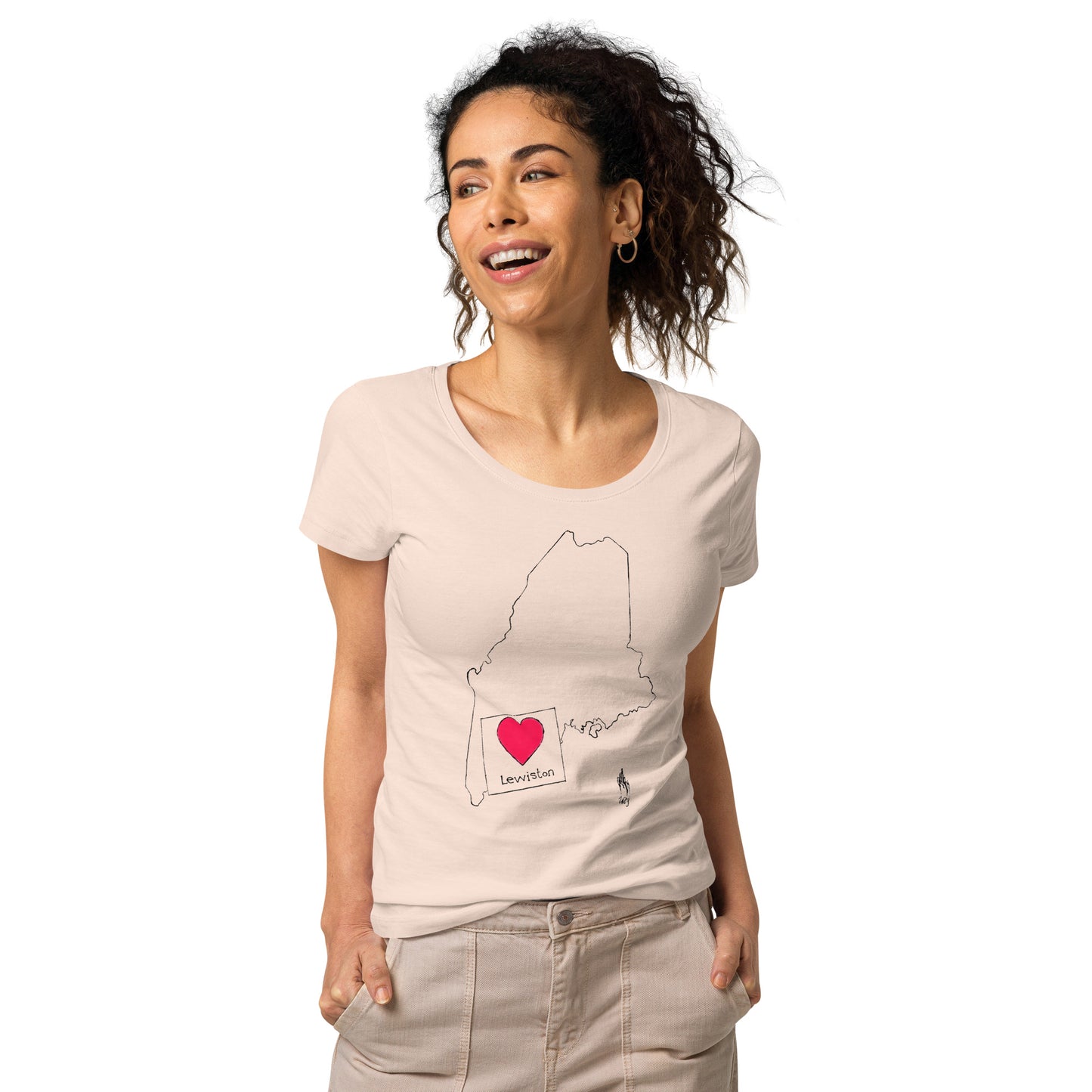 Lewiston Women’s Basic Organic T-Shirt Dark Outline