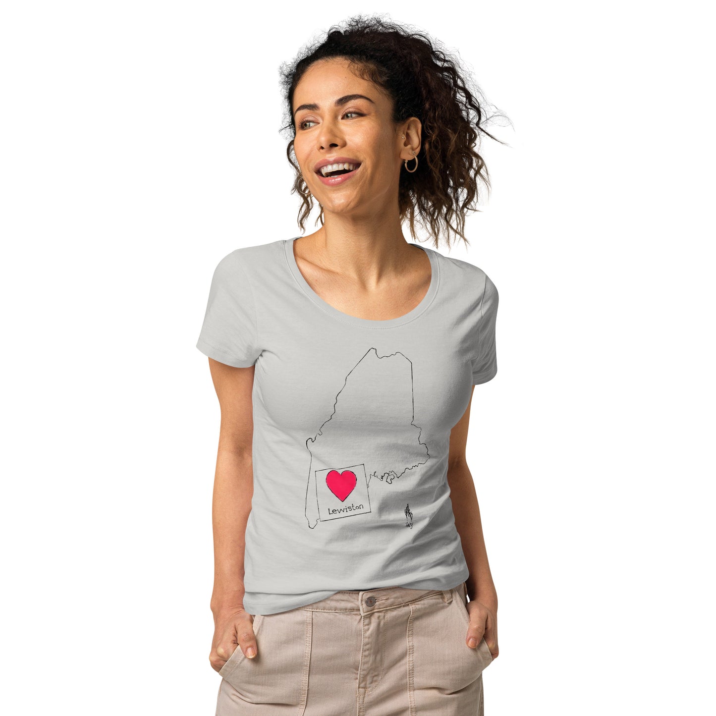 Lewiston Women’s Basic Organic T-Shirt Dark Outline