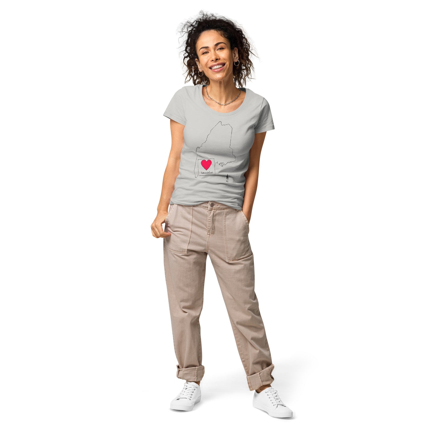 Lewiston Women’s Basic Organic T-Shirt Dark Outline
