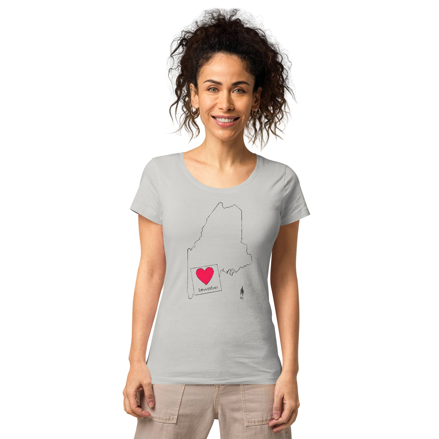 Lewiston Women’s Basic Organic T-Shirt Dark Outline
