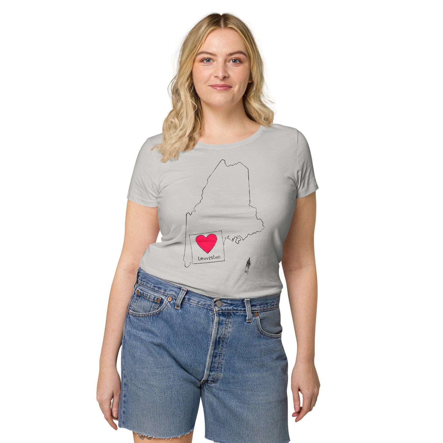 Lewiston Women’s Basic Organic T-Shirt Dark Outline