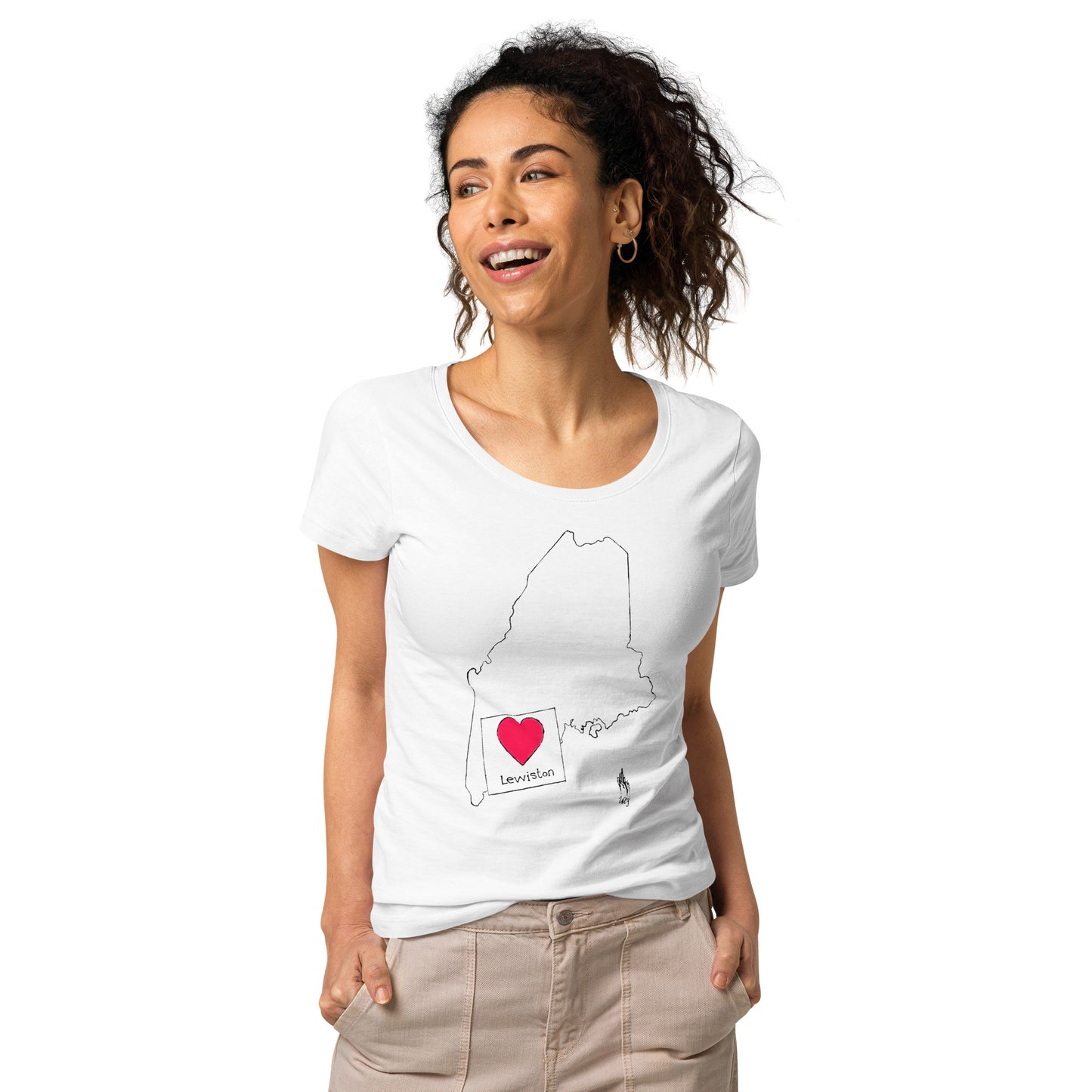 Lewiston Women’s Basic Organic T-Shirt Dark Outline