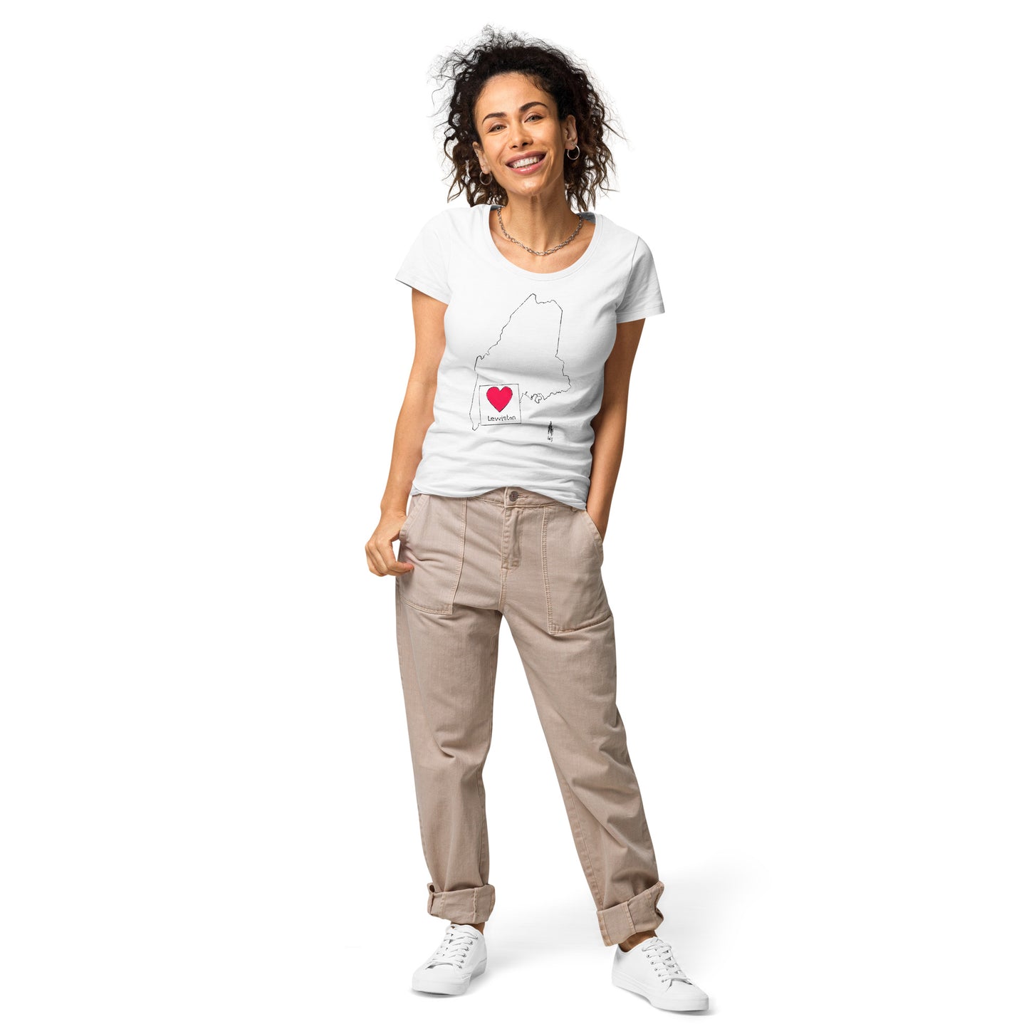 Lewiston Women’s Basic Organic T-Shirt Dark Outline