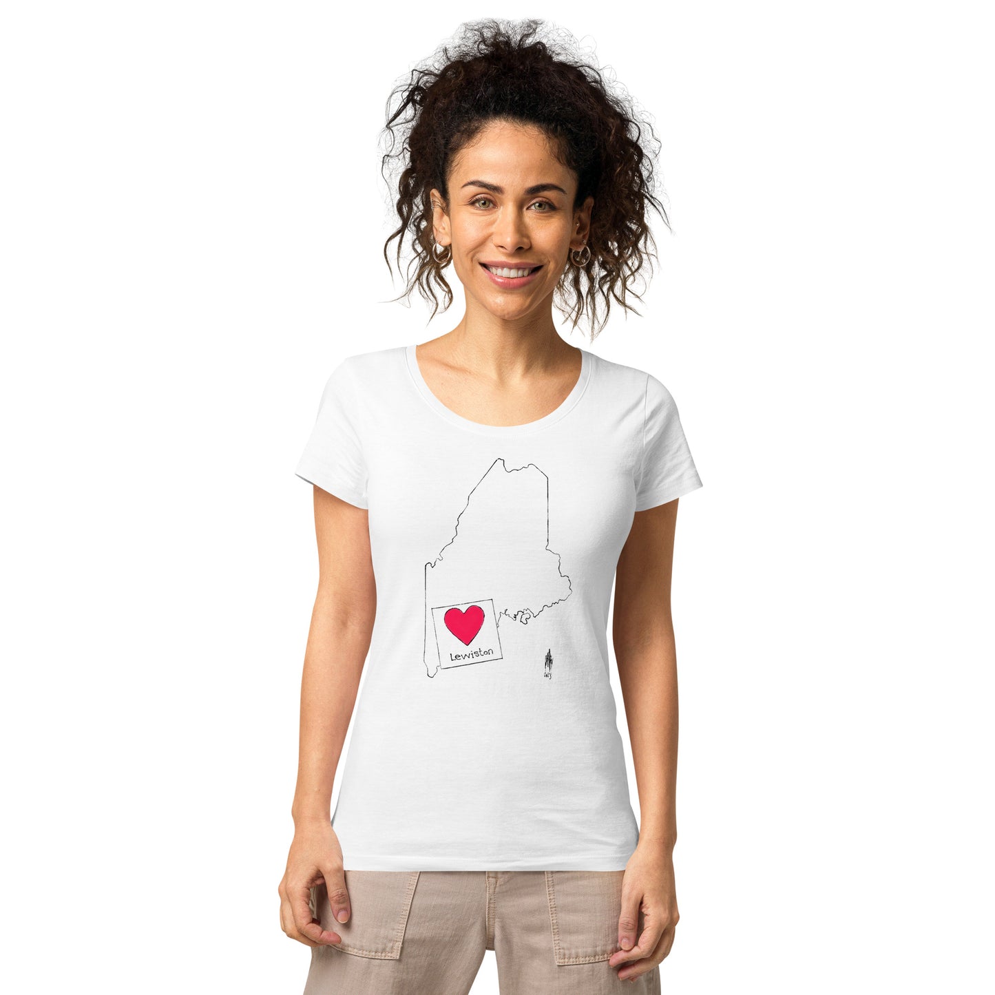 Lewiston Women’s Basic Organic T-Shirt Dark Outline