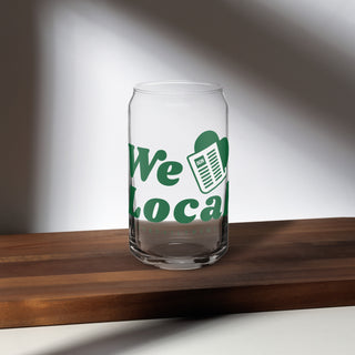 We Love Local News Can-Shaped Glass