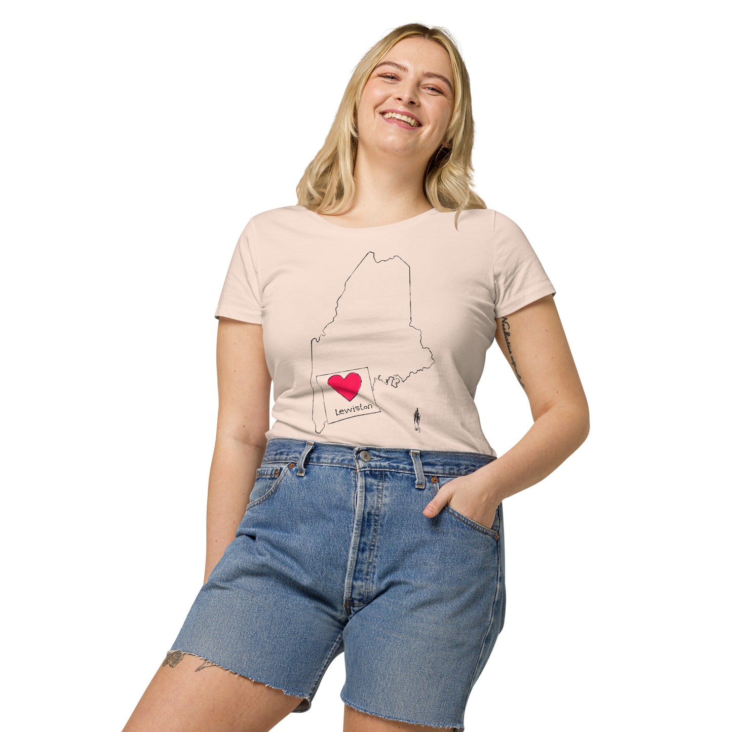 Lewiston Women’s Basic Organic T-Shirt Dark Outline